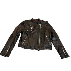 BLACK RIVET leather motorcycle jacket